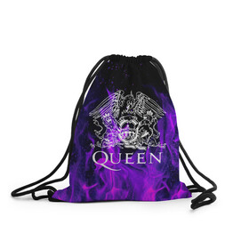 Рюкзак-мешок 3D с принтом QUEEN в городе Новоалтайск, 100% полиэстер | плотность ткани — 200 г/м2, размер — 35 х 45 см; лямки — толстые шнурки, застежка на шнуровке, без карманов и подкладки | queen | rock | брайан мэи | группа queen | группа квин | джон дикон | квин | королева | король | роджер тейлор | рок | фредди меркьюри