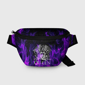 Поясная сумка 3D с принтом QUEEN в городе Новоалтайск, 100% полиэстер | плотная ткань, ремень с регулируемой длиной, внутри несколько карманов для мелочей, основное отделение и карман с обратной стороны сумки застегиваются на молнию | queen | rock | брайан мэи | группа queen | группа квин | джон дикон | квин | королева | король | роджер тейлор | рок | фредди меркьюри