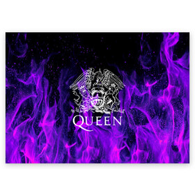 Поздравительная открытка с принтом QUEEN в городе Новоалтайск, 100% бумага | плотность бумаги 280 г/м2, матовая, на обратной стороне линовка и место для марки
 | Тематика изображения на принте: queen | rock | брайан мэи | группа queen | группа квин | джон дикон | квин | королева | король | роджер тейлор | рок | фредди меркьюри