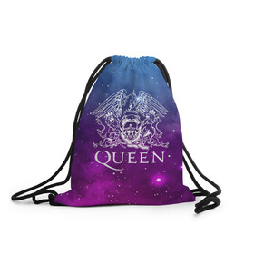 Рюкзак-мешок 3D с принтом QUEEN в городе Новоалтайск, 100% полиэстер | плотность ткани — 200 г/м2, размер — 35 х 45 см; лямки — толстые шнурки, застежка на шнуровке, без карманов и подкладки | queen | rock | брайан мэи | группа queen | группа квин | джон дикон | квин | королева | король | роджер тейлор | рок | фредди меркьюри