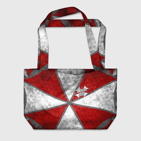 Пляжная сумка 3D с принтом Umbrella в городе Новоалтайск, 100% полиэстер | застегивается на металлическую кнопку; внутренний карман застегивается на молнию. Стенки укреплены специальным мягким материалом, чтобы защитить содержимое от несильных ударов
 | evil | resident | umbrela | umbrella | амбрела | амбрелла | апокалипсис | вирус | зомби | зонт | лого | резидент | эпидемия