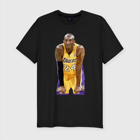 Мужская футболка хлопок Slim с принтом Kobe Bryant Lakers 24 в городе Новоалтайск, 92% хлопок, 8% лайкра | приталенный силуэт, круглый вырез ворота, длина до линии бедра, короткий рукав | 24 | black | bryant | kobe | lakers | mamba | mentality | баскетбол | баскетболист | брайан | детская | детскую | женская | женскую | коба | коби | купить | мамба | менталитет | мужская | мужскую | сша | черная
