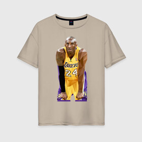 Женская футболка хлопок Oversize с принтом Kobe Bryant Lakers 24 в городе Новоалтайск, 100% хлопок | свободный крой, круглый ворот, спущенный рукав, длина до линии бедер
 | 24 | black | bryant | kobe | lakers | mamba | mentality | баскетбол | баскетболист | брайан | детская | детскую | женская | женскую | коба | коби | купить | мамба | менталитет | мужская | мужскую | сша | черная