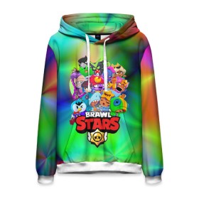 Мужская толстовка 3D с принтом BRAWL STARS в городе Новоалтайск, 100% полиэстер | двухслойный капюшон со шнурком для регулировки, мягкие манжеты на рукавах и по низу толстовки, спереди карман-кенгуру с мягким внутренним слоем. | 8 bit | 8 бит | bibi | brawl stars | crow | el brown | leon | leon shark | max | mr.p | sally leon | shark | stars | virus | werewolf | акула | биби | вирус | ворон | леон | оборотень | пингвин