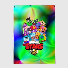 Постер с принтом BRAWL STARS в городе Новоалтайск, 100% бумага
 | бумага, плотность 150 мг. Матовая, но за счет высокого коэффициента гладкости имеет небольшой блеск и дает на свету блики, но в отличии от глянцевой бумаги не покрыта лаком | 8 bit | 8 бит | bibi | brawl stars | crow | el brown | leon | leon shark | max | mr.p | sally leon | shark | stars | virus | werewolf | акула | биби | вирус | ворон | леон | оборотень | пингвин