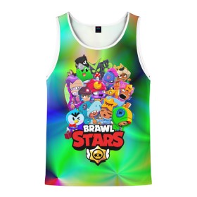 Мужская майка 3D с принтом BRAWL STARS в городе Новоалтайск, 100% полиэстер | круглая горловина, приталенный силуэт, длина до линии бедра. Пройма и горловина окантованы тонкой бейкой | Тематика изображения на принте: 8 bit | 8 бит | bibi | brawl stars | crow | el brown | leon | leon shark | max | mr.p | sally leon | shark | stars | virus | werewolf | акула | биби | вирус | ворон | леон | оборотень | пингвин