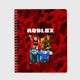 Тетрадь с принтом ROBLOX в городе Новоалтайск, 100% бумага | 48 листов, плотность листов — 60 г/м2, плотность картонной обложки — 250 г/м2. Листы скреплены сбоку удобной пружинной спиралью. Уголки страниц и обложки скругленные. Цвет линий — светло-серый
 | game | gamer | logo | minecraft | roblox | simulator | supreme | игра | конструктор | лого | майнкрафт | персонажи | симулятор | строительство | супреме | суприм | суприме | фигура