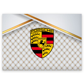 Поздравительная открытка с принтом PORSCHE в городе Новоалтайск, 100% бумага | плотность бумаги 280 г/м2, матовая, на обратной стороне линовка и место для марки
 | auto | boxter | cayenne | macan | porsche | sport | авто | автомобиль | автомобильные | бренд | каен | макан | марка | машины | порш | порше | премиум | спорт
