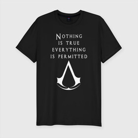 Мужская футболка хлопок Slim с принтом ASSASSIN`S CREED в городе Новоалтайск, 92% хлопок, 8% лайкра | приталенный силуэт, круглый вырез ворота, длина до линии бедра, короткий рукав | slayer | асасин | ассасин крид | ассассин | тамплиеры