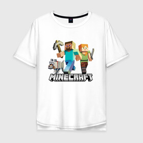 Мужская футболка хлопок Oversize с принтом MINECRAFT | МАЙНКРАФТ (Z) в городе Новоалтайск, 100% хлопок | свободный крой, круглый ворот, “спинка” длиннее передней части | block | creeper | cube | minecraft | pixel | блок | геометрия | крафт | крипер | кубики | майнкрафт | пиксели
