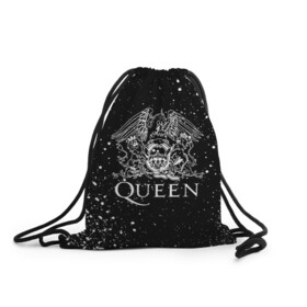 Рюкзак-мешок 3D с принтом QUEEN в городе Новоалтайск, 100% полиэстер | плотность ткани — 200 г/м2, размер — 35 х 45 см; лямки — толстые шнурки, застежка на шнуровке, без карманов и подкладки | queen | rock | брайан мэи | группа queen | группа квин | джон дикон | квин | королева | король | роджер тейлор | рок | фредди меркьюри