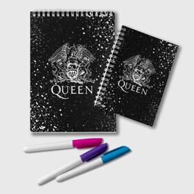 Блокнот с принтом QUEEN в городе Новоалтайск, 100% бумага | 48 листов, плотность листов — 60 г/м2, плотность картонной обложки — 250 г/м2. Листы скреплены удобной пружинной спиралью. Цвет линий — светло-серый
 | Тематика изображения на принте: queen | rock | брайан мэи | группа queen | группа квин | джон дикон | квин | королева | король | роджер тейлор | рок | фредди меркьюри