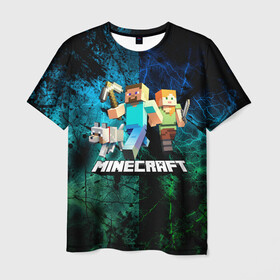 Мужская футболка 3D с принтом Minecraft / Майнкрафт в городе Новоалтайск, 100% полиэфир | прямой крой, круглый вырез горловины, длина до линии бедер | creeper | earth | game | minecraft | minecraft earth | блоки | грифер | игры | квадраты | компьютерная игра | крипер | маинкрафт | майн | майнкравт | майнкрафт