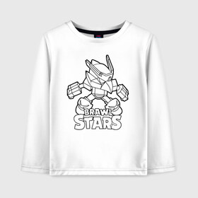 Детский лонгслив хлопок с принтом Brawl Stars (раскраска) в городе Новоалтайск, 100% хлопок | круглый вырез горловины, полуприлегающий силуэт, длина до линии бедер | brawl | brawl stars | crow | leon | sally | shark | stars | акула | бравл | бравл старс | браво старс | игра | компьютерная | кров | леон | леон акула | раскраска | старс | шарк