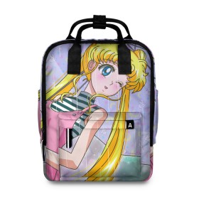 Женский рюкзак 3D с принтом Sailor Moon в городе Новоалтайск, 100% полиэстер | лямки с регулируемой длиной, сверху ручки, чтобы рюкзак нести как сумку. Основное отделение закрывается на молнию, как и внешний карман. Внутри два дополнительных кармана, один из которых закрывается на молнию. По бокам два дополнительных кармашка, куда поместится маленькая бутылочка
 | baby | bunny | girl | like | pink | sailormoon | usagi | вода капли | воин | волосы | глаза | девушка | дождь | зайчик | зонтик | котик | кролик | лето | луна | малышка | матроска | небо | облака | природа | радуга | розовый