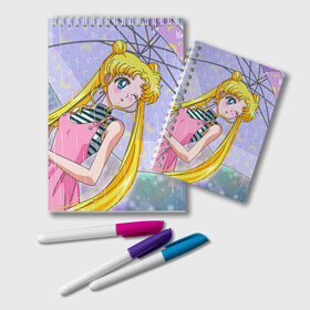 Блокнот с принтом Sailor Moon в городе Новоалтайск, 100% бумага | 48 листов, плотность листов — 60 г/м2, плотность картонной обложки — 250 г/м2. Листы скреплены удобной пружинной спиралью. Цвет линий — светло-серый
 | Тематика изображения на принте: baby | bunny | girl | like | pink | sailormoon | usagi | вода капли | воин | волосы | глаза | девушка | дождь | зайчик | зонтик | котик | кролик | лето | луна | малышка | матроска | небо | облака | природа | радуга | розовый