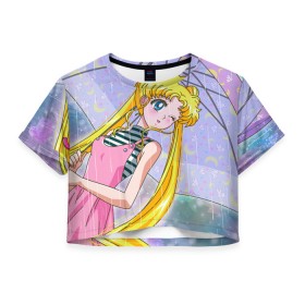 Женская футболка Crop-top 3D с принтом Sailor Moon в городе Новоалтайск, 100% полиэстер | круглая горловина, длина футболки до линии талии, рукава с отворотами | baby | bunny | girl | like | pink | sailormoon | usagi | вода капли | воин | волосы | глаза | девушка | дождь | зайчик | зонтик | котик | кролик | лето | луна | малышка | матроска | небо | облака | природа | радуга | розовый