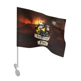 Флаг для автомобиля с принтом Imperial Fists (Warhammer 40000) в городе Новоалтайск, 100% полиэстер | Размер: 30*21 см | adeptus astartes | horus heresy | imperial fists | space marine | warhammer 40000