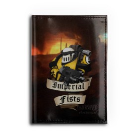 Обложка для автодокументов с принтом Imperial Fists (Warhammer 40000) в городе Новоалтайск, натуральная кожа |  размер 19,9*13 см; внутри 4 больших “конверта” для документов и один маленький отдел — туда идеально встанут права | adeptus astartes | horus heresy | imperial fists | space marine | warhammer 40000
