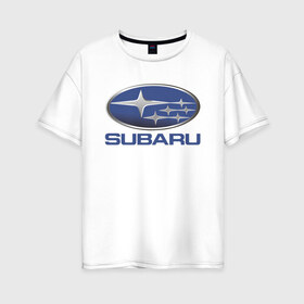 Женская футболка хлопок Oversize с принтом SUBARU в городе Новоалтайск, 100% хлопок | свободный крой, круглый ворот, спущенный рукав, длина до линии бедер
 | 2020 | auto | forester | impreza | outback | sport | sti | subaru | tribeca | wrx | авто | автомобиль | автомобильные | аутбек | бренд | врх | импреза | марка | машины | оутбек | спорт | сти | субару | трибека | форестер