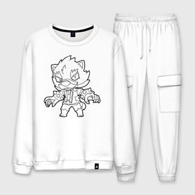 Мужской костюм хлопок с принтом Brawl Stars LEON (раскраска) в городе Новоалтайск, 100% хлопок | на свитшоте круглая горловина, мягкая резинка по низу. Брюки заужены к низу, на них два вида карманов: два “обычных” по бокам и два объемных, с клапанами, расположенные ниже линии бедра. Брюки с мягкой трикотажной резинкой на поясе и по низу штанин. В поясе для дополнительного комфорта — широкие завязки | brawl | brawl stars | crow | leon | sally | shark | stars | акула | бравл | бравл старс | браво старс | игра | компьютерная | кров | леон | леон акула | раскраска | старс | шарк