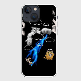 Чехол для iPhone 13 mini с принтом Грозовой, кошак (кара) в городе Новоалтайск,  |  | глаза | грозовой | зубы | кот | кошак | красный | молнии | пламя | разряды | черный