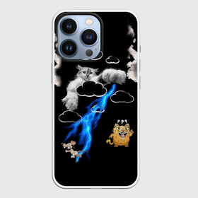Чехол для iPhone 13 Pro с принтом Грозовой, кошак (кара) в городе Новоалтайск,  |  | Тематика изображения на принте: глаза | грозовой | зубы | кот | кошак | красный | молнии | пламя | разряды | черный