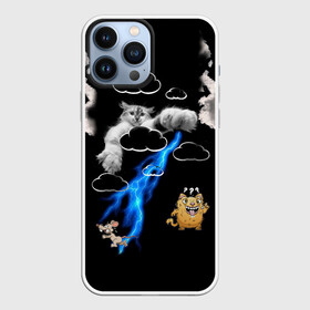 Чехол для iPhone 13 Pro Max с принтом Грозовой, кошак (кара) в городе Новоалтайск,  |  | Тематика изображения на принте: глаза | грозовой | зубы | кот | кошак | красный | молнии | пламя | разряды | черный