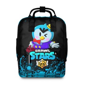 Женский рюкзак 3D с принтом BRAWL STARS MR.P в городе Новоалтайск, 100% полиэстер | лямки с регулируемой длиной, сверху ручки, чтобы рюкзак нести как сумку. Основное отделение закрывается на молнию, как и внешний карман. Внутри два дополнительных кармана, один из которых закрывается на молнию. По бокам два дополнительных кармашка, куда поместится маленькая бутылочка
 | 8 bit | 8 бит | bibi | brawl stars | crow | el brown | leon | leon shark | max | mr.p | sally leon | shark | stars | virus | werewolf | акула | биби | вирус | ворон | леон | оборотень | пингвин