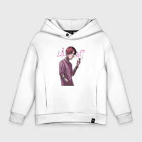 Детское худи Oversize хлопок с принтом LIL PEEP | ЛИЛ ПИП (Z) в городе Новоалтайск, френч-терри — 70% хлопок, 30% полиэстер. Мягкий теплый начес внутри —100% хлопок | боковые карманы, эластичные манжеты и нижняя кромка, капюшон на магнитной кнопке | Тематика изображения на принте: lil peep | lil prince | pink | зарубежная музыка | лил пип | маленький принц