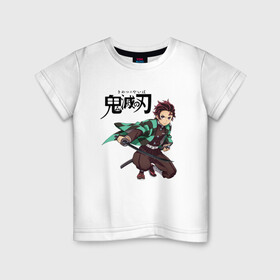 Детская футболка хлопок с принтом KIMETSU NO YAIBA в городе Новоалтайск, 100% хлопок | круглый вырез горловины, полуприлегающий силуэт, длина до линии бедер | Тематика изображения на принте: demon slayer | demon slayer: kimetsu no yaiba | kimetsu | kimetsu no yaiba | nezuko | slayer | tanjiro | клинок рассекающий демонов | незуко | танджиро | шинобу кочо