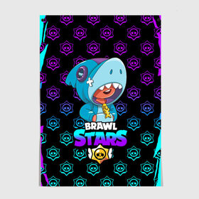 Постер с принтом Brawl stars leon shark. в городе Новоалтайск, 100% бумага
 | бумага, плотность 150 мг. Матовая, но за счет высокого коэффициента гладкости имеет небольшой блеск и дает на свету блики, но в отличии от глянцевой бумаги не покрыта лаком | bea | bib | brawl stars | crow | el brown | leon | max | nita | sally leon | shark | акула | биа | биби | бравл старс | ворон | игра | леон | макс | нита | оборотень | салли леон | сэлли леон | шарк | эл браун