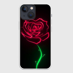 Чехол для iPhone 13 mini с принтом Неоновая роза в городе Новоалтайск,  |  | 8 марта | neon | rose | неон | роза