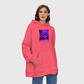 Худи SuperOversize хлопок с принтом Cute but psycho в городе Новоалтайск, 70% хлопок, 30% полиэстер, мягкий начес внутри | карман-кенгуру, эластичная резинка на манжетах и по нижней кромке, двухслойный капюшон
 | anime | cute but psycho | аниме | арт | девушка | иероглифы | манга | милый но псих | надпись на японском | прикольная надпись | тян | фиолетовый