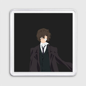 Магнит 55*55 с принтом Osamu Dazai в городе Новоалтайск, Пластик | Размер: 65*65 мм; Размер печати: 55*55 мм | Тематика изображения на принте: bungou | dazai | dogs | osamu | stray | асаму | бродячие псы | бродячих | дадзай | дазай | литературные гении | осаму | проза | псов
