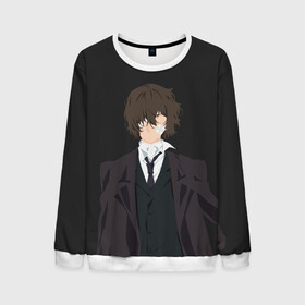 Мужской свитшот 3D с принтом Osamu Dazai в городе Новоалтайск, 100% полиэстер с мягким внутренним слоем | круглый вырез горловины, мягкая резинка на манжетах и поясе, свободная посадка по фигуре | bungou | dazai | dogs | osamu | stray | асаму | бродячие псы | бродячих | дадзай | дазай | литературные гении | осаму | проза | псов