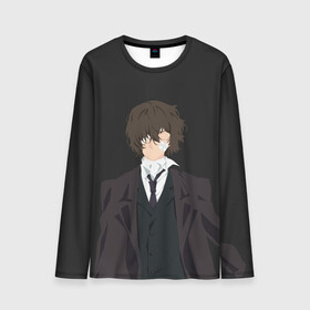 Мужской лонгслив 3D с принтом Osamu Dazai в городе Новоалтайск, 100% полиэстер | длинные рукава, круглый вырез горловины, полуприлегающий силуэт | bungou | dazai | dogs | osamu | stray | асаму | бродячие псы | бродячих | дадзай | дазай | литературные гении | осаму | проза | псов