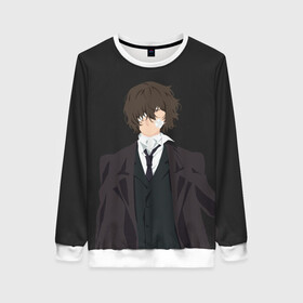 Женский свитшот 3D с принтом Osamu Dazai в городе Новоалтайск, 100% полиэстер с мягким внутренним слоем | круглый вырез горловины, мягкая резинка на манжетах и поясе, свободная посадка по фигуре | bungou | dazai | dogs | osamu | stray | асаму | бродячие псы | бродячих | дадзай | дазай | литературные гении | осаму | проза | псов