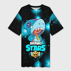 Платье-футболка 3D с принтом Brawl stars leon shark. в городе Новоалтайск,  |  | bea | bib | brawl stars | crow | el brown | leon | max | nita | sally leon | shark | акула | биа | биби | бравл старс | ворон | игра | леон | макс | нита | оборотень | салли леон | сэлли леон | шарк | эл браун