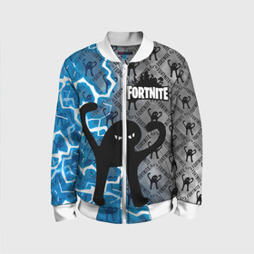 Детский бомбер 3D с принтом ЪУЪ FORTNITE в городе Новоалтайск, 100% полиэстер | застегивается на молнию, по бокам два кармана без застежек, мягкие манжеты, по низу бомбера и на воротнике — эластичная резинка | fortnait | гроза | грозовой fortnite | грозовой кот | грозовой котяра | грозовой кошак | грозовой фортнайт | грозовой ъуъ | кот | котик | котяра | кошак | мем | молния | фортнайт | ъуъ | ъуъ fortnite | ъуъ фортнайт