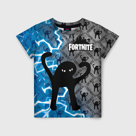 Детская футболка 3D с принтом ЪУЪ FORTNITE в городе Новоалтайск, 100% гипоаллергенный полиэфир | прямой крой, круглый вырез горловины, длина до линии бедер, чуть спущенное плечо, ткань немного тянется | Тематика изображения на принте: fortnait | гроза | грозовой fortnite | грозовой кот | грозовой котяра | грозовой кошак | грозовой фортнайт | грозовой ъуъ | кот | котик | котяра | кошак | мем | молния | фортнайт | ъуъ | ъуъ fortnite | ъуъ фортнайт