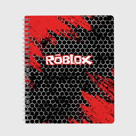 Тетрадь с принтом ROBLOX в городе Новоалтайск, 100% бумага | 48 листов, плотность листов — 60 г/м2, плотность картонной обложки — 250 г/м2. Листы скреплены сбоку удобной пружинной спиралью. Уголки страниц и обложки скругленные. Цвет линий — светло-серый
 | roblox | игра | компьютерная игра | логотип | онлайн | онлайн игра | роблакс | роблокс