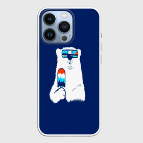 Чехол для iPhone 13 Pro с принтом Мишка в городе Новоалтайск,  |  | Тематика изображения на принте: animal | art | арт | голова | горы | животное | зверь | михаил | миша | мишка | море | очки | парню | потеки | прикол | прикольная | природа | смешная | хищник | юмор