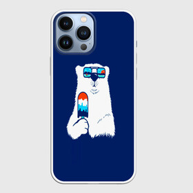 Чехол для iPhone 13 Pro Max с принтом Мишка в городе Новоалтайск,  |  | Тематика изображения на принте: animal | art | арт | голова | горы | животное | зверь | михаил | миша | мишка | море | очки | парню | потеки | прикол | прикольная | природа | смешная | хищник | юмор