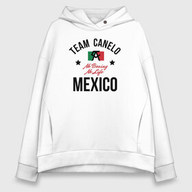 Женское худи Oversize хлопок с принтом Team Canelo в городе Новоалтайск, френч-терри — 70% хлопок, 30% полиэстер. Мягкий теплый начес внутри —100% хлопок | боковые карманы, эластичные манжеты и нижняя кромка, капюшон на магнитной кнопке | 