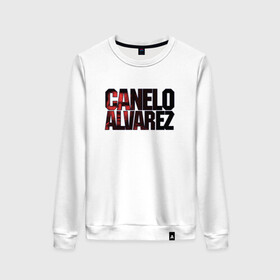 Женский свитшот хлопок с принтом Canelo Alvarez в городе Новоалтайск, 100% хлопок | прямой крой, круглый вырез, на манжетах и по низу широкая трикотажная резинка  | 