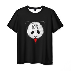 Мужская футболка 3D с принтом _Panda_ в городе Новоалтайск, 100% полиэфир | прямой крой, круглый вырез горловины, длина до линии бедер | color | have | hunter | panda | text | we | yes | австралия | арт | бе | высунула | глаза | голова | да | дикое | есть | животное | лбу | млекопитающее | на | надпись | нас | нос | охотник | панда | панды | показывает