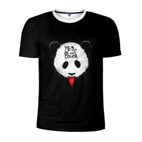 Мужская футболка 3D спортивная с принтом _Panda_ в городе Новоалтайск, 100% полиэстер с улучшенными характеристиками | приталенный силуэт, круглая горловина, широкие плечи, сужается к линии бедра | color | have | hunter | panda | text | we | yes | австралия | арт | бе | высунула | глаза | голова | да | дикое | есть | животное | лбу | млекопитающее | на | надпись | нас | нос | охотник | панда | панды | показывает