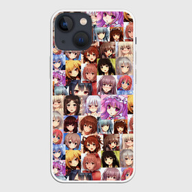 Чехол для iPhone 13 mini с принтом MANY FACES OF ANIME GIRLS в городе Новоалтайск,  |  | anime | аниме | арт | девушки | манга | мультик | мультфильм | тян