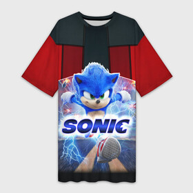 Платье-футболка 3D с принтом Соник 2020 в городе Новоалтайск,  |  | 2020 | sega | sonic | sonic boom | быстрый | герой | джим керри | дизайн | еж | ежик | злодей | кино | молнии | мультфильм | новый | погоня | премьера | сега | соник | соник бум | соник бум шедоу | тейлз | трейлер | фильм